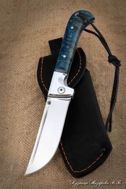 Нож складной Пчак сталь Х12МФ накладки карельская береза синяя