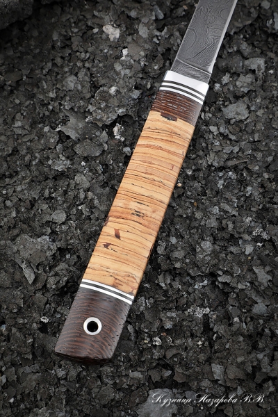 Knife Uchar Damascus handle birch bark