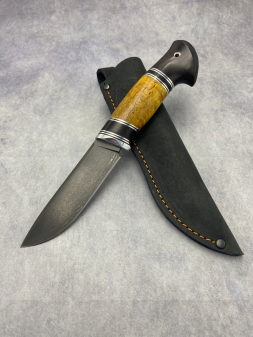 Нож Штык сталь х12мф рукоять карельская береза желтая и черный граб (распродажа)  