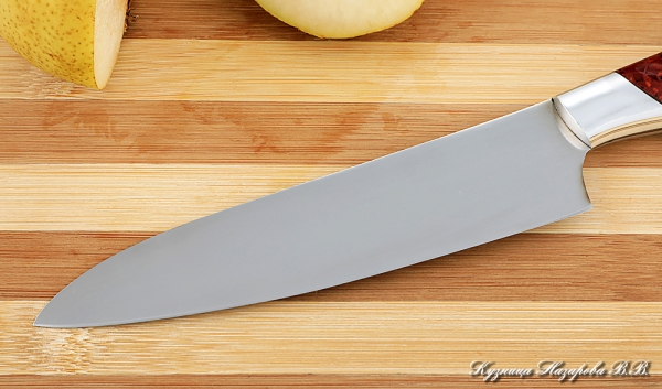 Кухонный нож Шеф № 3 сталь 95Х18 рукоять акрил красный