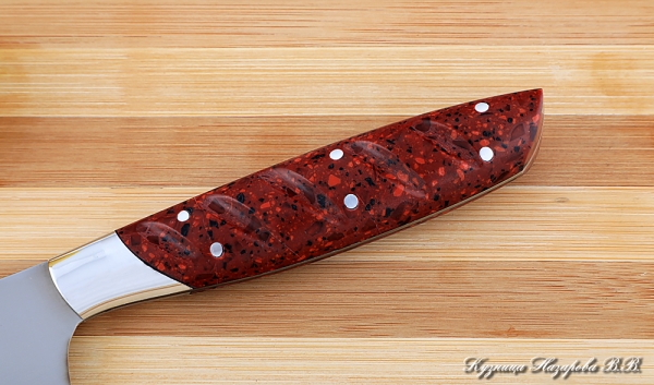Кухонный нож Шеф № 3 сталь 95Х18 рукоять акрил красный