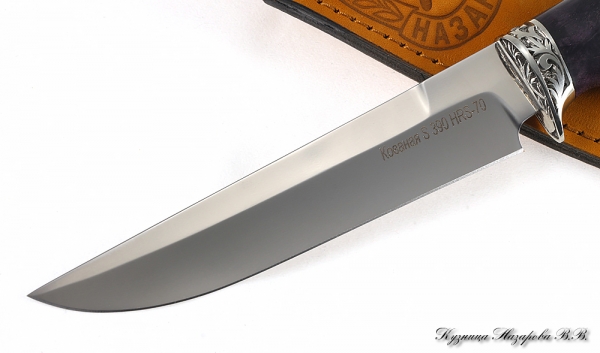 Sapper knife S390 nickel silver stabilized Karelian birch (purple)