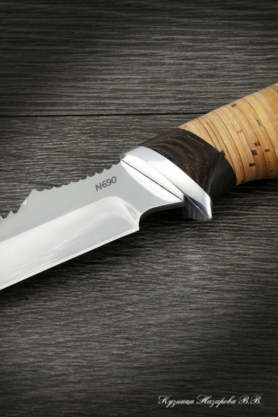 Нож Рыбак 2 сталь N690 береста (надпись)