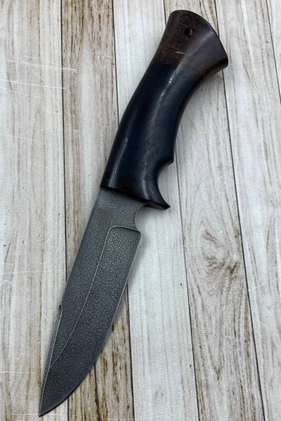 Нож "Варан" сталь ХВ5, рукоять стабилизированная карельская береза коричневая и черный граб (распродажа)