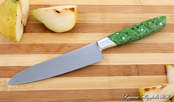 Кухонный нож Шеф № 3 сталь 95Х18 рукоять акрил зеленый