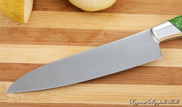 Кухонный нож Шеф № 3 сталь 95Х18 рукоять акрил зеленый