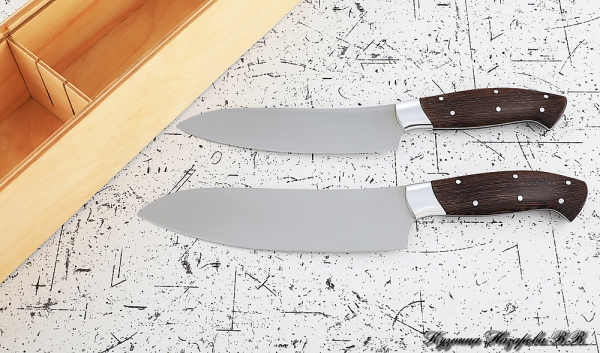 Set of 2 kitchen knives, 95h18 steel, wenge handle in a case