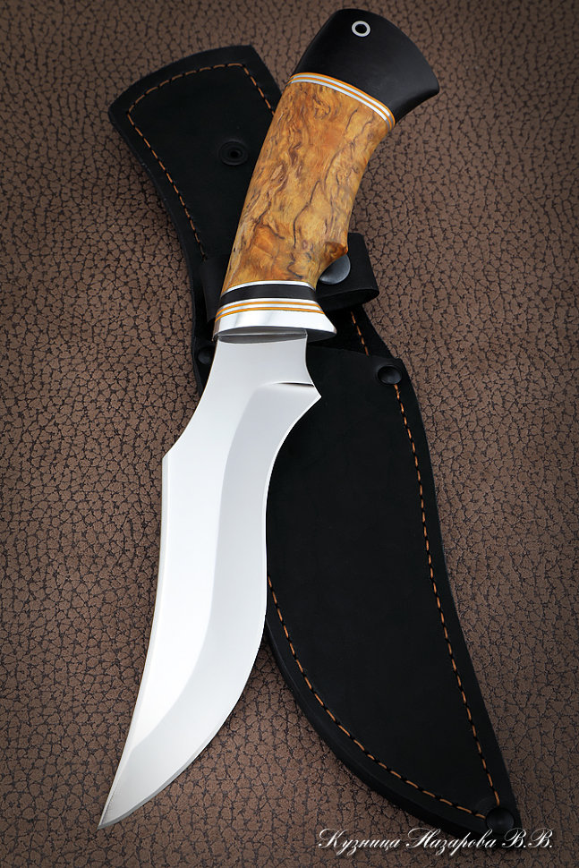 Нож Пума 2 Х12МФ карельская береза янтарная черный граб