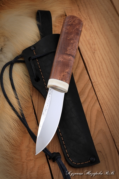 Yakut knife 1 steel H12MF forged dol handle Karelian birch brown