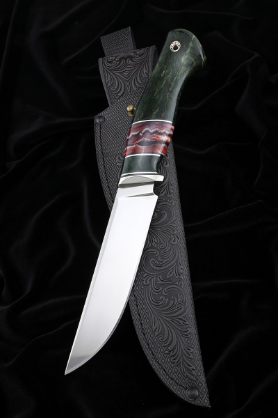 Gadfly knife S390, Karelian birch green, mammoth tooth