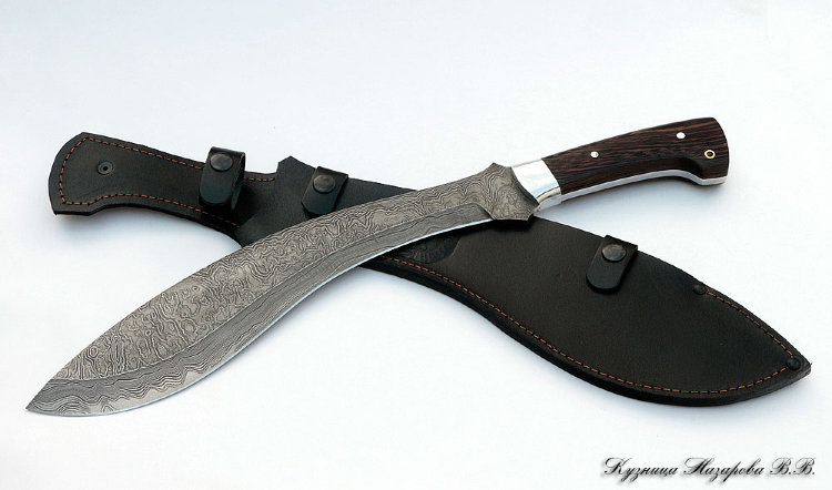 Machete Knife No. 1 Damascus steel, wenge handle