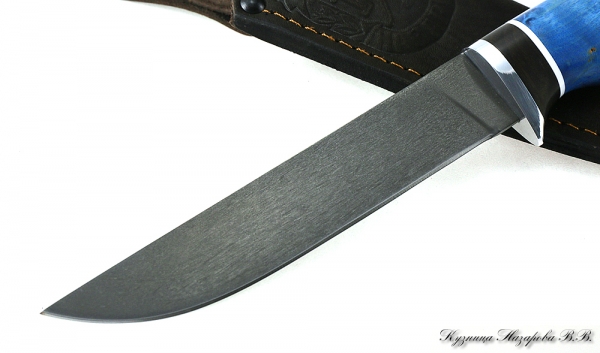 Knife Cardinal 2 H12MF black hornbeam stabilized Karelian birch (blue)