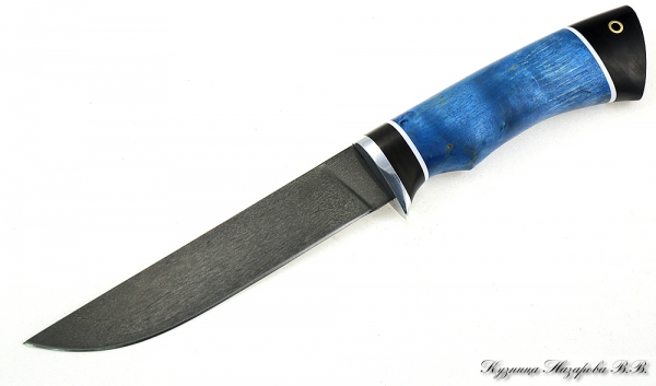 Нож Кардинал 2 х12мф черный граб стабилизированная карельская береза (синяя)