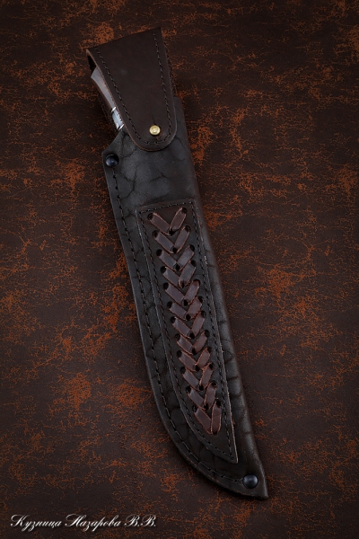 Нож Оса сталь N690 карельская береза коричневая акрил белый 