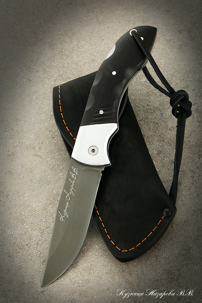 Нож складной Филин сталь х12мф накладки черный граб с дюралью 2
