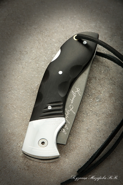Folding knife Owl steel H12MF lining black hornbeam with duralumin 2