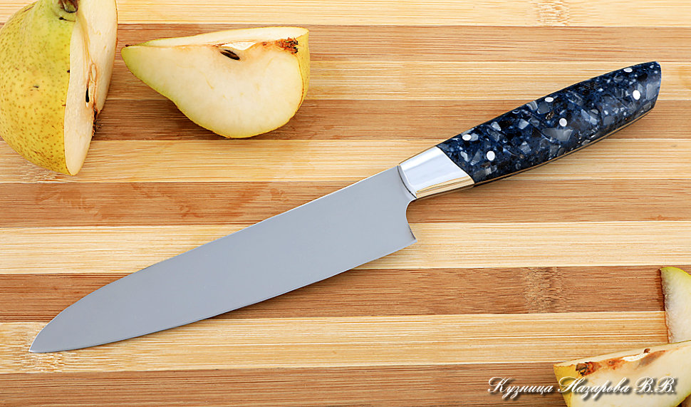 Кухонный нож Шеф № 3 сталь 95Х18 рукоять акрил синий