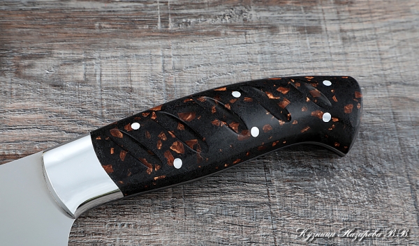 Кухонный нож Шеф № 11 сталь 95Х18 рукоять акрил коричневый