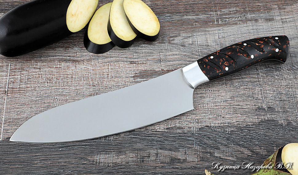 Кухонный нож Шеф № 11 сталь 95Х18 рукоять акрил коричневый