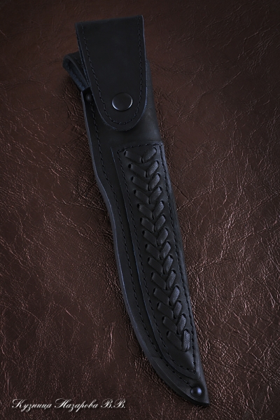 Нож Овод 2 дамаск торцевой с воронением рукоять черный граб акрил (Sicac)