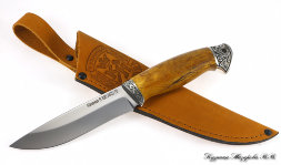 Knife Sokol S390 nickel silver stabilized Karelian birch (amber)