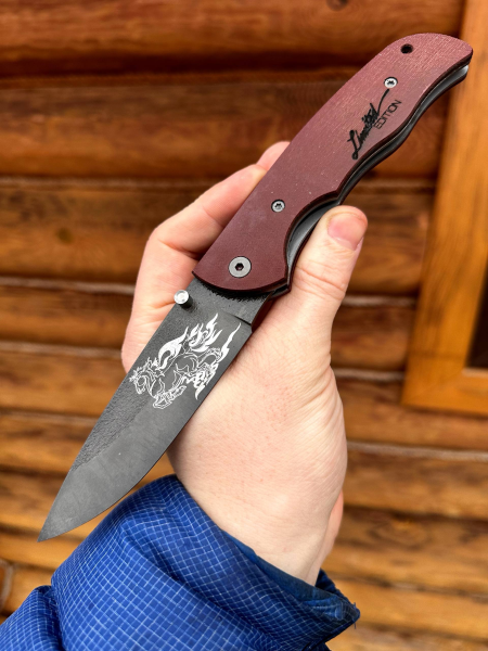 Лимитированный складной нож "Акула" сталь х12мф, накладки текстолит с клипсой