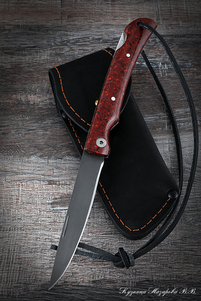 Нож складной Мексиканец сталь Х12МФ накладки акрил красный