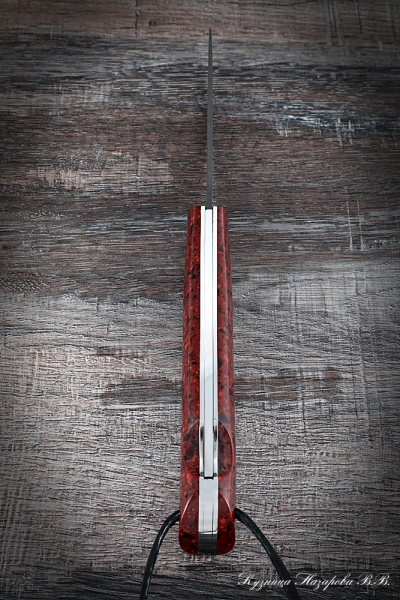 Нож складной Мексиканец сталь Х12МФ накладки акрил красный