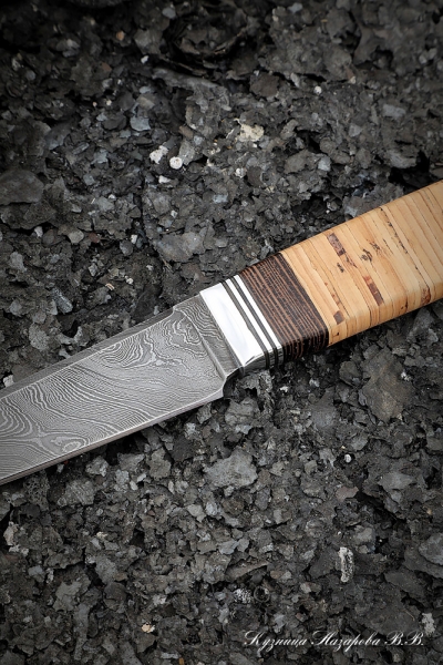 Knife Jur Damascus handle birch bark