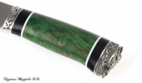 Boning knife S390 nickel silver black hornbeam stabilized Karelian birch (green)