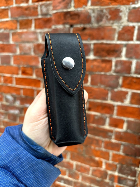 Складная Финка НКВД сталь х12мф, накладки акрил синий и черный с красной звездой 