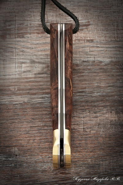 Нож складной Таежный сталь Булат  накладки стабилизированная карельская береза (коричневая)