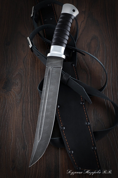 Knife Plastun (Cossack plastun knife) Damascus black hornbeam duralumin (NEW)