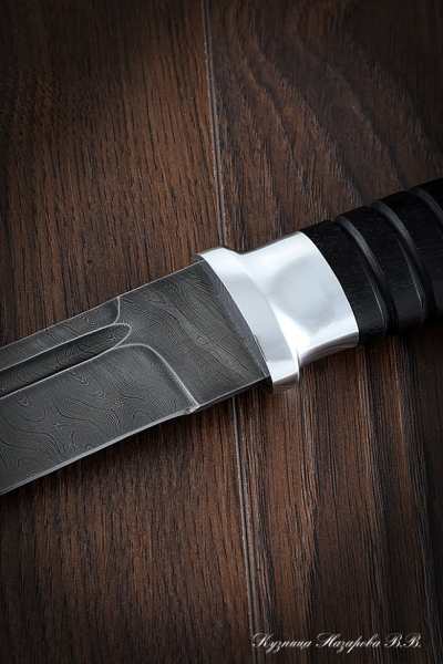 Нож Пластун  (казачий пластунский нож) дамаск черный граб дюраль (NEW)