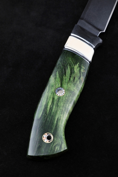 Knife Irbis-2 M390 handle carbon fiber walrus tusk Karelian birch green