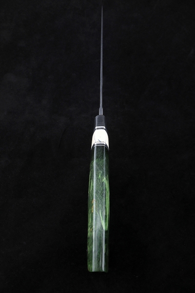 Нож Ирбис-2 М390 рукоять карбон бивень моржа карельская береза зеленая