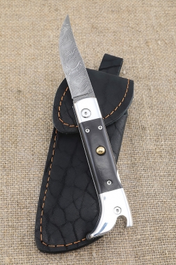 Knife Boot Switch steel Damascus lining wenge