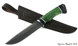 Knife Boar H12MF black hornbeam stabilized Karelian birch (green)