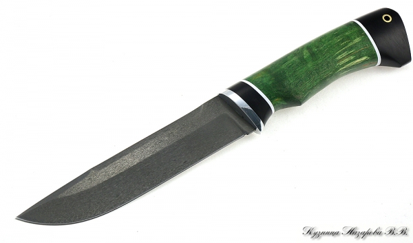 Knife Boar H12MF black hornbeam stabilized Karelian birch (green)