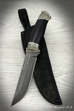 Knife Fighter wootz steel melchior black hornbeam (inscription)